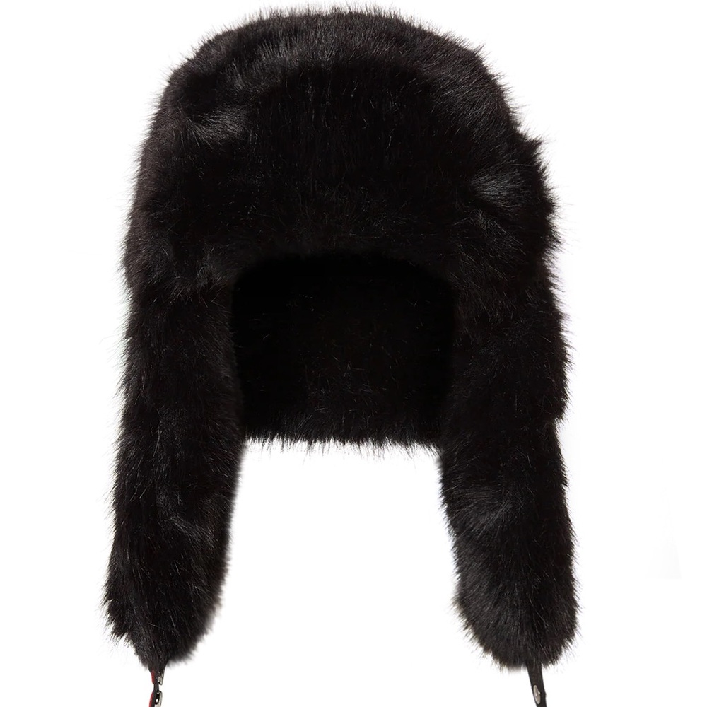 Sprayground, Sky High Seekers, Arctic Big Fur Aviator, Faux Fur Hat, Black